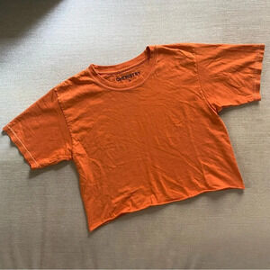 Chemistry Cotton Short Sleeve Raw Hem Orange Crop Top Size S